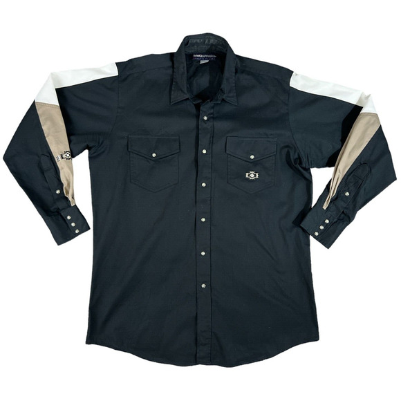 MWG Apparel Western Pearl Snap Black Long Sleeve Men's‎ Size Large - Picture 1 of 7
